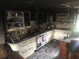 Kitchen after fire damage